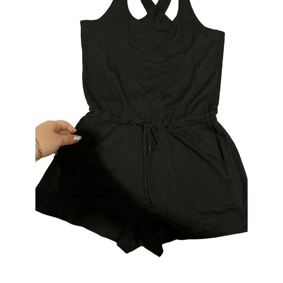 Beyond Yoga Just Chillin Romper Racerback Sleeveless Drawstring Black Size Small - Picture 3 of 10